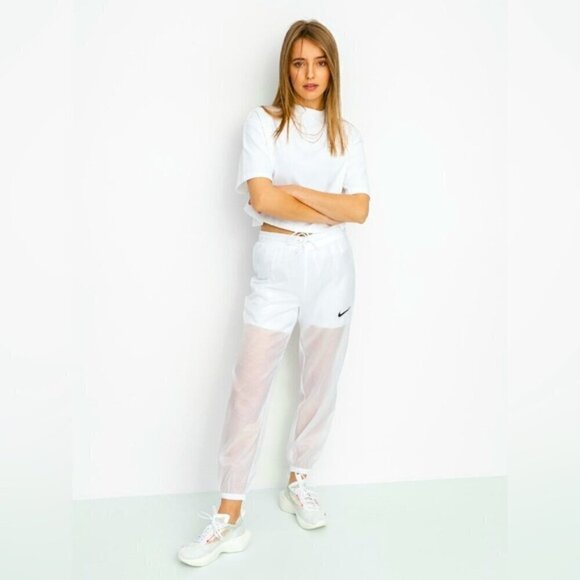 NWOT Nike Woven TECH MESH pull on 2 in 1 shorts track Pants joggers WHITE size S - Picture 1 of 9